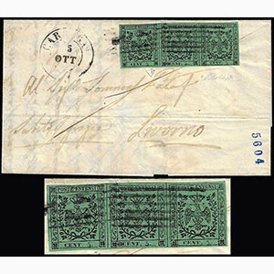 1853 - 5 cent. verde, punto dopo le cifre, ... 