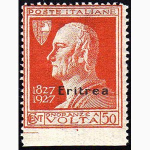 1927 - 50 lire Volta, non dentellato in ... 
