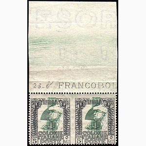 1921 - 5 cent. Pittorica, coppia orizzontale ... 