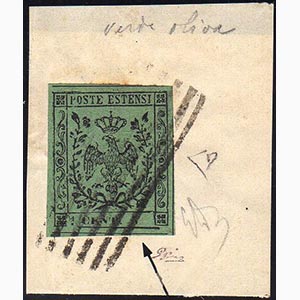 1855 - 5 cent. verde oliva, II emissione, ... 