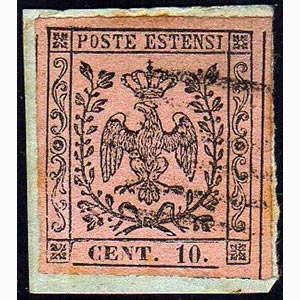1855 - 10 cent. rosa (9), usato su ... 