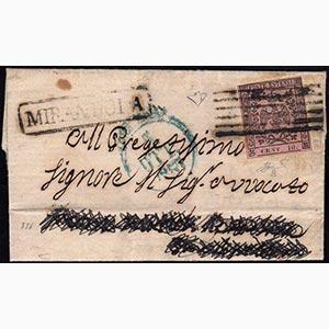 1857 - 10 cent. rosa, punto dopo le cifre ... 