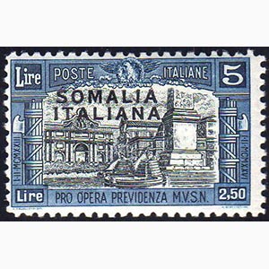 1927 - 5 + 2,50 lire azzurro e nero Milizia ... 