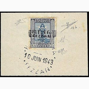 FEZZAN 1943 - 1 fr. Su 25 cent., doppia ... 