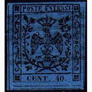 1854 - 40 cent. azzurro scuro (10), usato, ... 