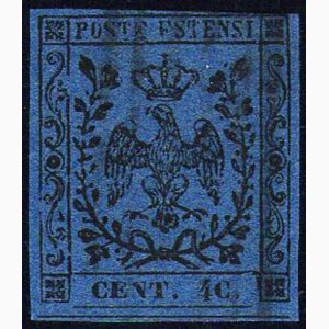 1854 - 40 cent. azzurro scuro, punto dopo le ... 