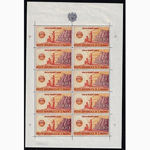 1946 - 100 lire UNRRA, minifoglio (6), gomma ... 