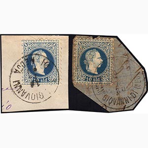 AUSTRIA 1867 - 10 k. azzurro (35), due ... 