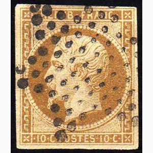 FRANCIA 1852 - 10 cent. bistro giallo (9), ... 