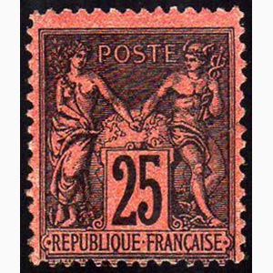 FRANCIA 1877 - 25 cent. nero su rosso Sage, ... 