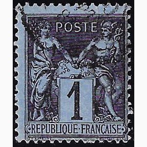 FRANCIA 1877/1880 - 1 cent. SAGE, azzurro di ... 