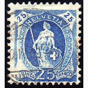 SVIZZERA 1905/1906 - 25 cent. azzurro ... 