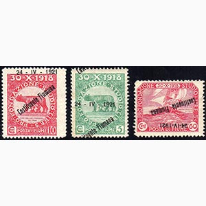 FIUME 1921 - Tre francobolli con varieta dei ... 