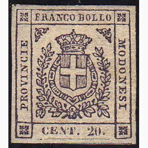1859 - 20 cent. violetto scuro (15a), gomma ... 