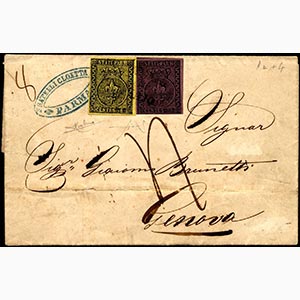 1853 - 25 cent. violetto, 5 cent. giallo ... 
