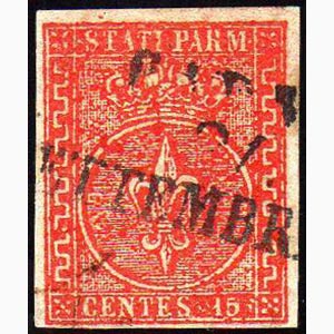1853 - 15 cent. rosso vermiglio (7a), usato, ... 