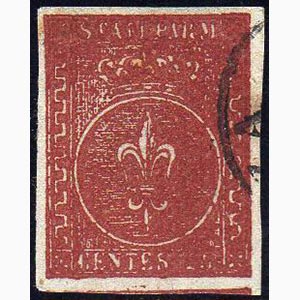 1855 - 25 cent. bruno rosso (8), usato, ... 