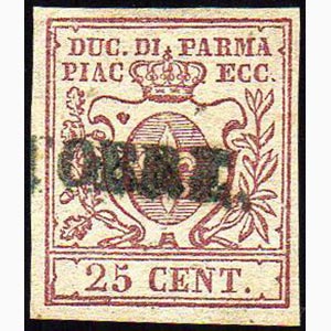 1857 - 25 cent. bruno lilla (10), perfetto, ... 