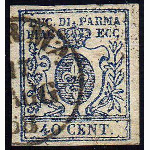 1857 - 40 cent. azzurro scuro (11a), usato, ... 