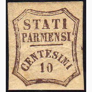 1859 - 10 cent. bruno (14), varietà di ... 
