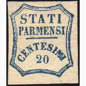 1859 - 20 cent. azzurro scuro (15b), gomma ... 