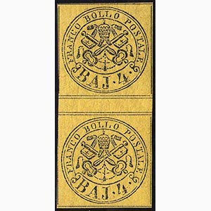 1864 - 4 baj giallo (5A), coppia verticale ... 