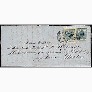 1858 - 45 cent. azzurro, III tipo, carta a ... 