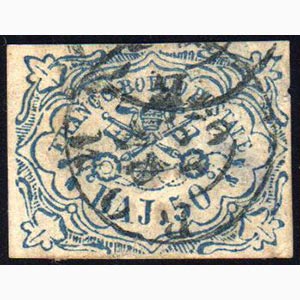 1852 - 50 baj azzurro (10), annullo ... 