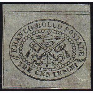 1867 - 3 cent. grigio (15), bordo di foglio, ... 