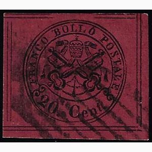 1867 - 20 cent. rosso bruno, otto filetti, ... 