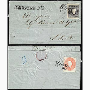1861 - 3 soldi nero, I tipo, dent. 15 x 16, ... 