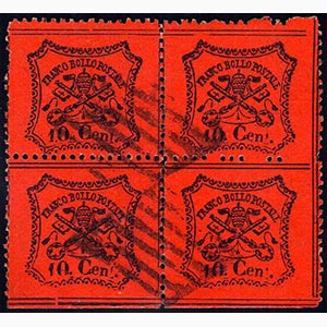 1868 - 10 cent. arancio vermiglio, carta ... 