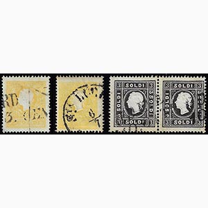 1859 - 2 soldi giallo, due esemplari, 3 ... 