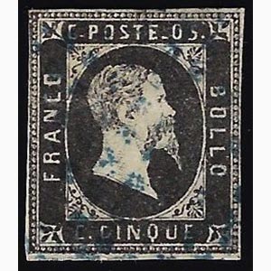 1851 - 5 cent. nero, I tiratura (1a), ... 