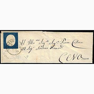 1855 - 20 cent. azzurro (8), perfetto, su ... 