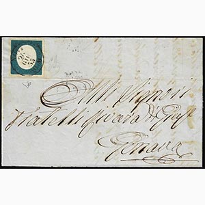 1855 - 20 cent. azzurro verdastro (8d), ... 