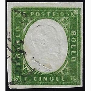 1863 - 5 cent. verde cupo, doppia stampa del ... 