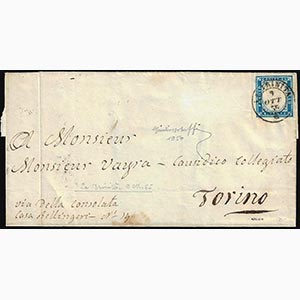 1855 - 20 cent. cobalto latteo vivace (15d), ... 