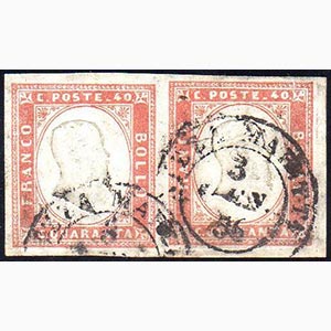 1855 - 40 cent. vermiglio tenue (16), coppia ... 