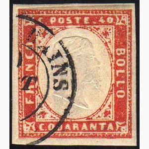 1855 - 40 cent. vermiglio (16a), usato, ... 