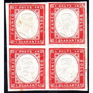 1860 - 40 cent. rosso (16C), blocco di ... 