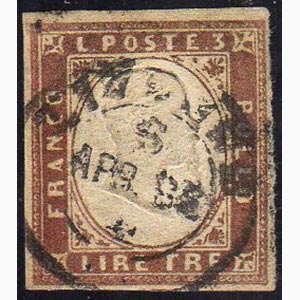 1861 - 3 lire rame vivo (18A), usato a ... 