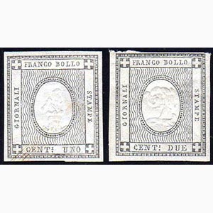 1861 - 1 e 2 cent. grigio nero per stampati ... 