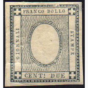1861 - 2 cent. grigio verdastro, senza cifra ... 