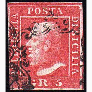 1859 - 5 grana rosa carminio, I tavola (9), ... 