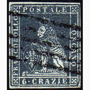 1851 - 6 cr. ardesia su grigio (7), usato, ... 