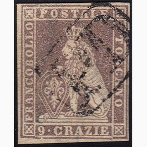 1859 - 9 crazie bruno lillaceo, II emissione ... 