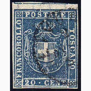 1860 - 20 cent. azzurro (20), interspazio di ... 