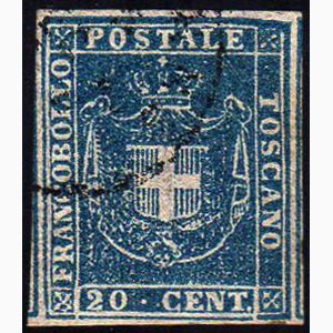 1860 - 20 cent. azzurro (20), usato, ... 