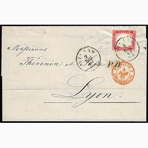 1863 - 40 cent. rosso carminio, filetto di ... 